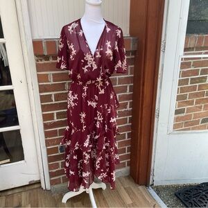 Floral Maxi Dress ruffled elastic waist